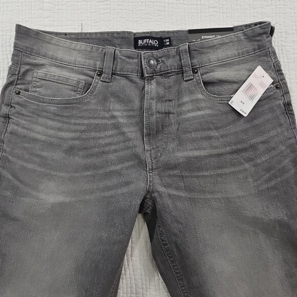 Buffalo David Bitton Straight Six Jeans Men's 34x30 Washed Gray NWT Stretch NEW - Picture 11 of 16